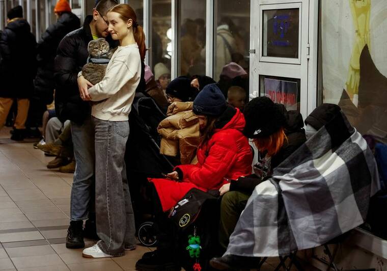 REUTERS/Alina Smutko
                                People take shelter inside a metro station during a Russian military attack, amid Russia’s attacks on Ukraine, in Kyiv, Ukraine.