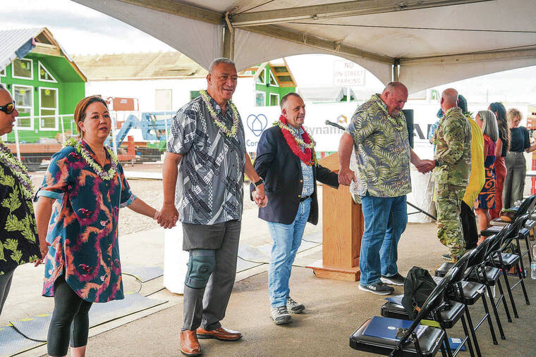 FEDERAL EMERGENCY MANAGEMENT AGENCY
                                FEMA Regional Administrator Bob Fenton, fourth from left, said Friday at a blessing ceremony, “Our commitment to West Maui extends beyond today and beyond Kilohana.” He is pictured with U.S. Rep. Jill Tokuda, left, Maui Mayor Richard Bissen and Gov. Josh Green.