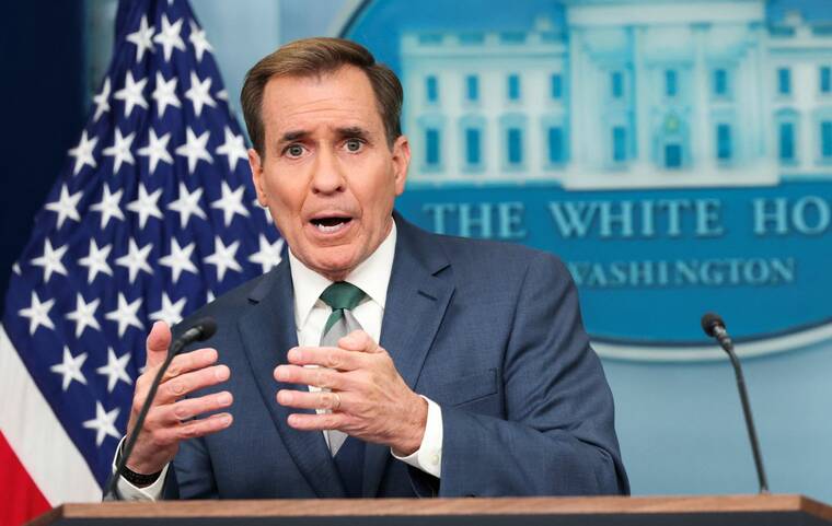 REUTERS/KEVIN LAMARQUE
                                White House national security spokesperson John Kirby answers a question during a press briefing at the White House in Washington, today.