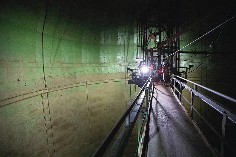 GEORGE F. LEE / AUG. 25 
                                A view inside Tank No. 19 at the Red Hill Fuel Storage Facility in Halawa Valley in August