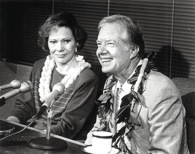 STAR-ADVERTISER 
                                Former President Jimmy Carter and wife Rosalynn lived in Hawaii in the late 1940s, and Rosalynn Carter learned to dance the hula.