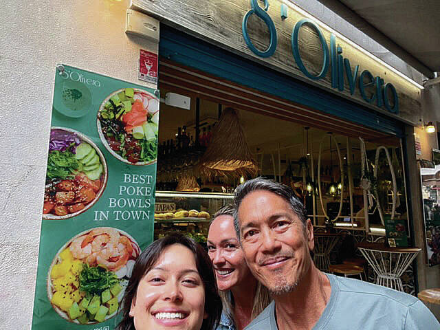 "We were on the isle of Majorca off the coast of Spain. Our tour didn’t allow us time to stop and have a poke bowl, but we really wanted to. They looked Ono!" said Josie Vegas of Honolulu, who took in the sights with Daisy Chang and John Chang. Photo by Daisy Chang.